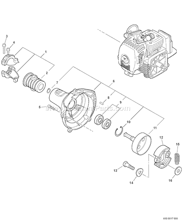 Page E Diagram and Parts List for S81513001001 - S81513999999 Echo Trimmer