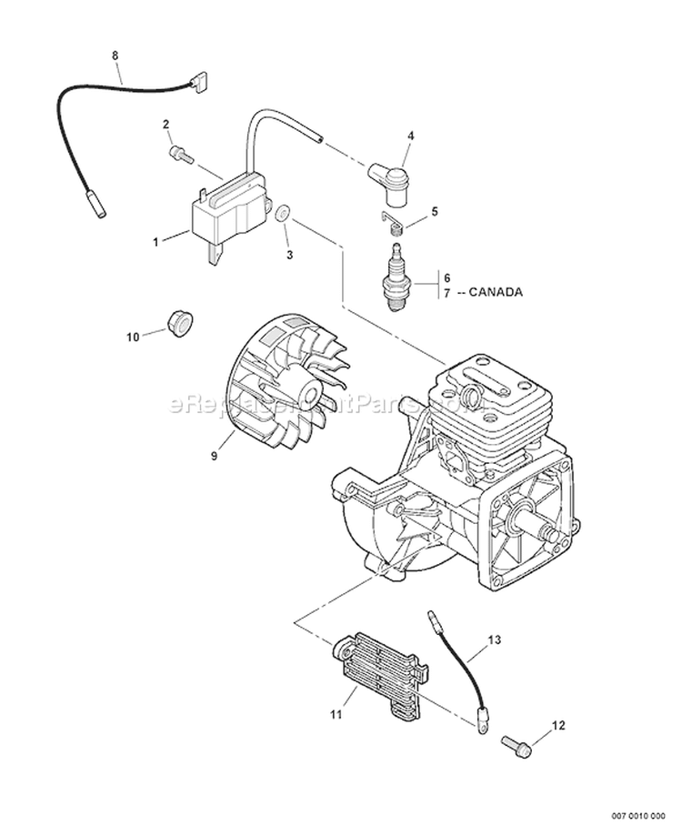 Page K Diagram and Parts List for E08612001001-E08612999999 Echo Pole Saw