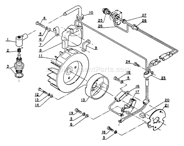 Page K Diagram and Parts List for  Echo Trimmer