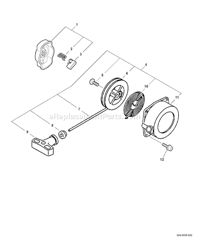 Page P Diagram and Parts List for 07001001-07999999 Echo Pole Saw