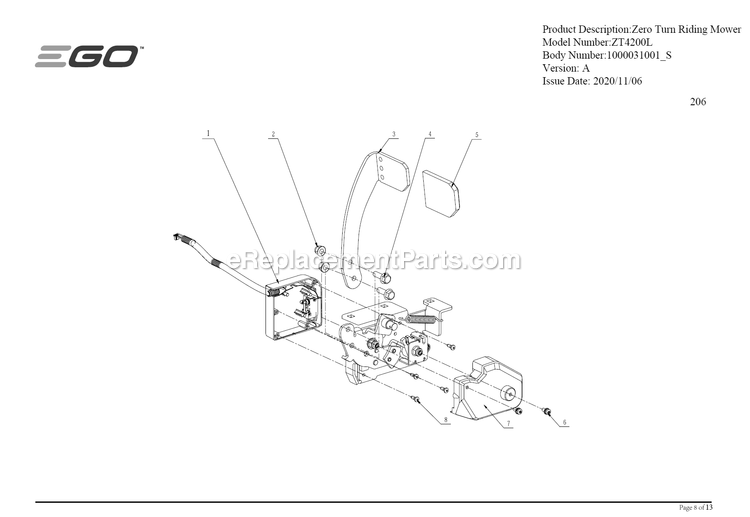 Page L Diagram and Parts List for A Ego Lawn Mower