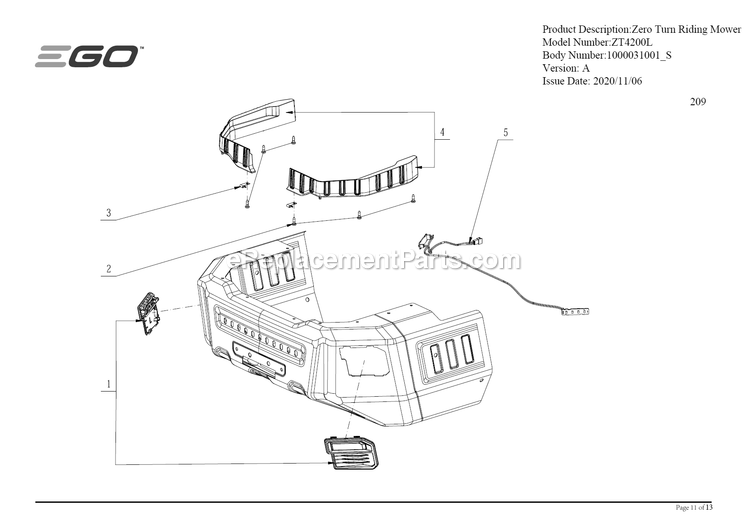 Page C Diagram and Parts List for A Ego Lawn Mower