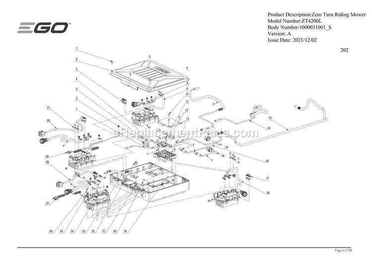 Page H Diagram and Parts List for A Ego Lawn Mower
