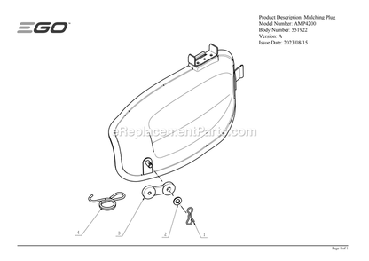 Page A Diagram and Parts List for A Ego Lawn Mower