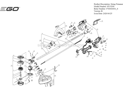 Page A Diagram and Parts List for B Ego Trimmer