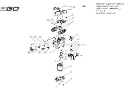 Page B Diagram and Parts List for A Ego Lawn Mower