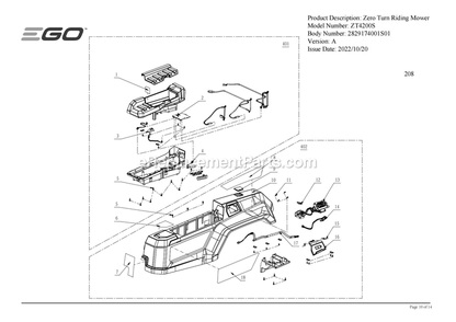 Page N Diagram and Parts List for A Ego Lawn Mower