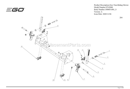 Page J Diagram and Parts List for A Ego Lawn Mower