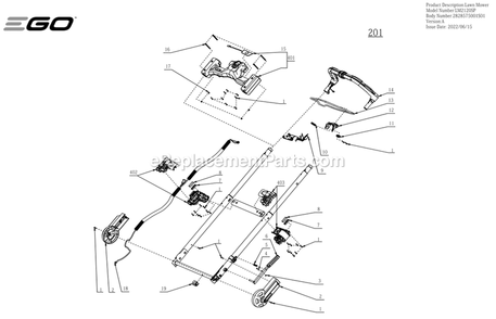 Page B Diagram and Parts List for A Ego Lawn Mower