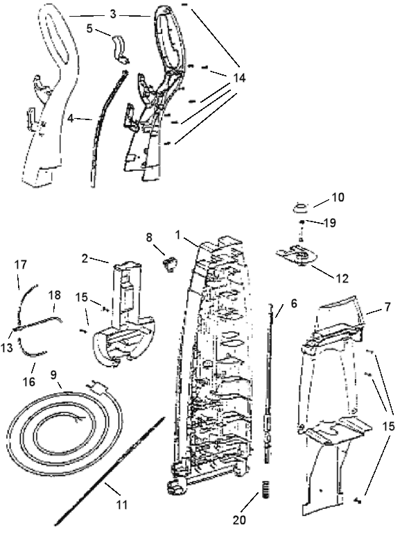 Page B Diagram and Parts List for 2450BT  Eureka Carpet Cleaner