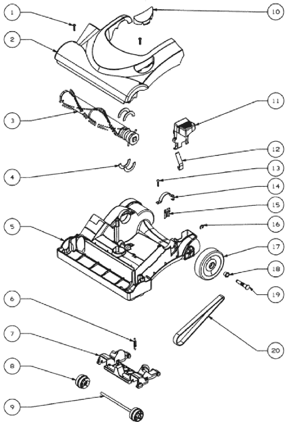 Page A Diagram and Parts List for 4704PUR  Eureka Upright Vacuum