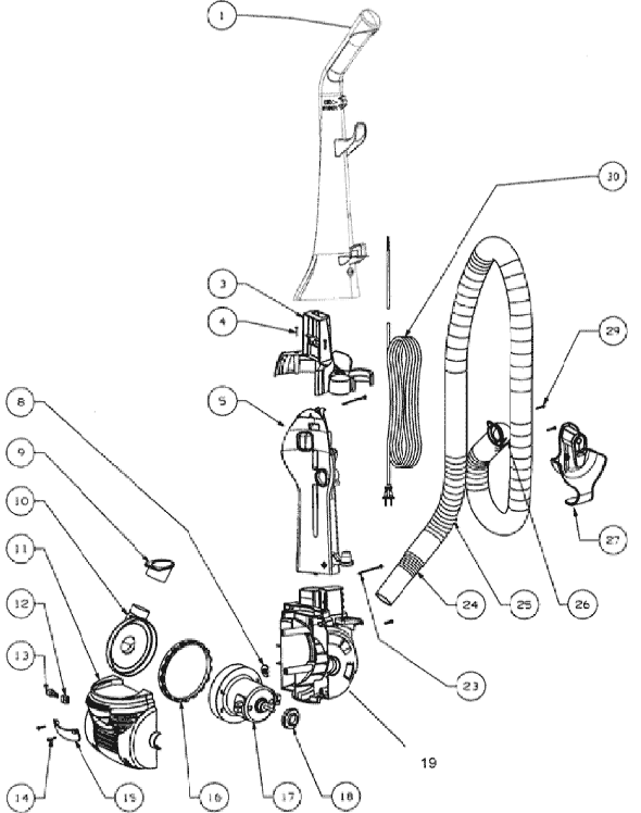 Page C Diagram and Parts List for 4704PUR  Eureka Upright Vacuum