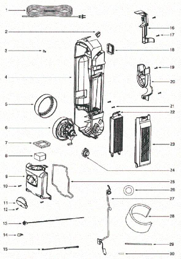Page D Diagram and Parts List for 5856DVZ  Eureka Upright Vacuum
