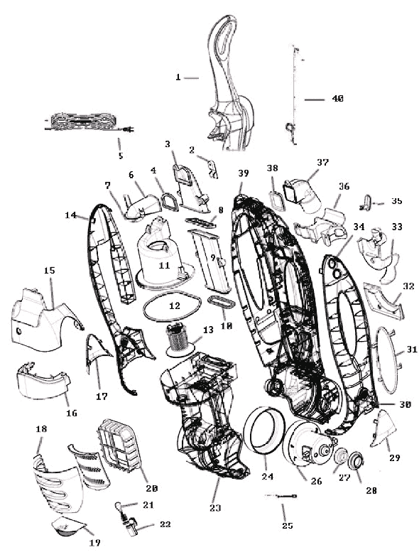 Page D Diagram and Parts List for 8852AVZ-2  Eureka Upright Vacuum