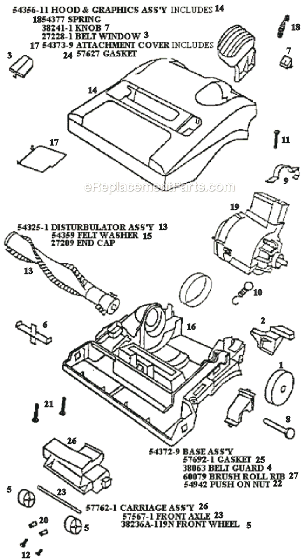 Page B Diagram and Parts List for 9721AT  Eureka Upright Vacuum