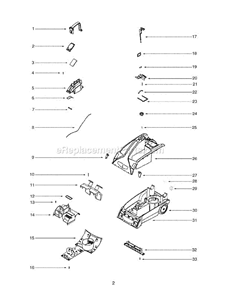 Page B Diagram and Parts List for 2596A  Eureka Carpet Cleaner