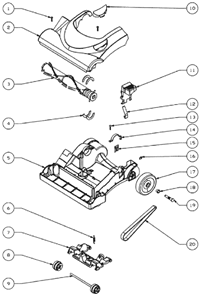 Page A Diagram and Parts List for 4704PUR  Eureka Upright Vacuum
