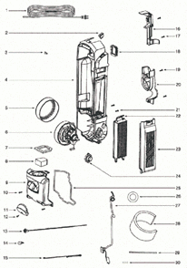 Page D Diagram and Parts List for 5856DVZ  Eureka Upright Vacuum