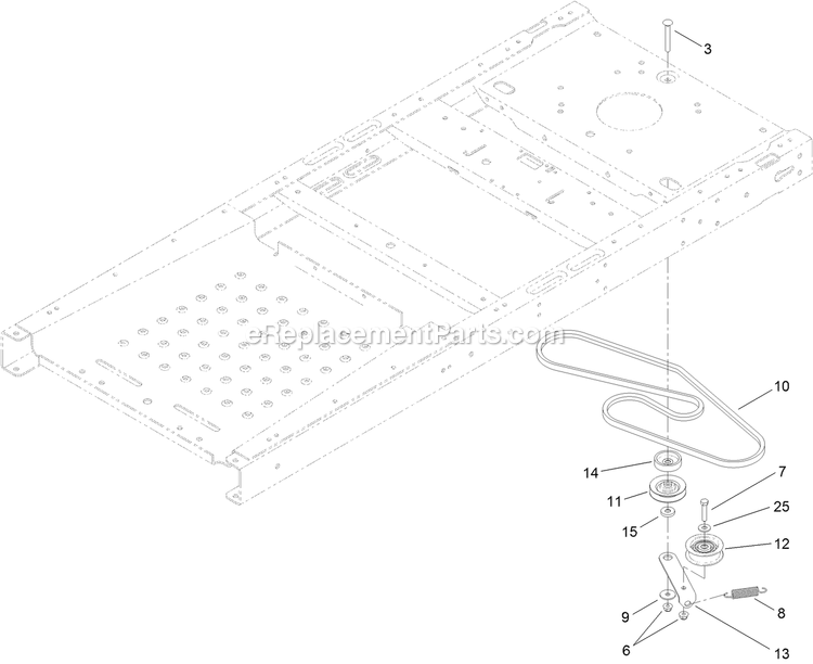 Belt And Pulley Assembly Diagram and Parts List for (312000000-312999999)(2012) Exmark Lawn Mower