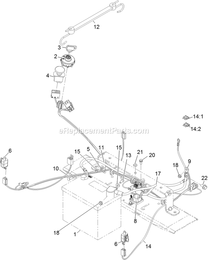 Electrical Assembly Diagram and Parts List for (312000000-312999999)(2012) Exmark Lawn Mower