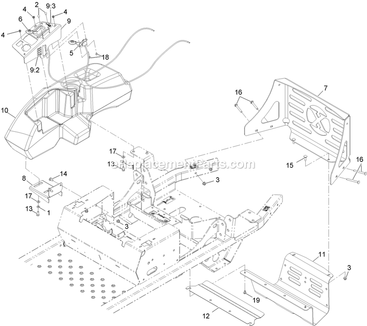 Controls Assembly Diagram and Parts List for (920000-999999)(2011) Exmark Lawn Mower