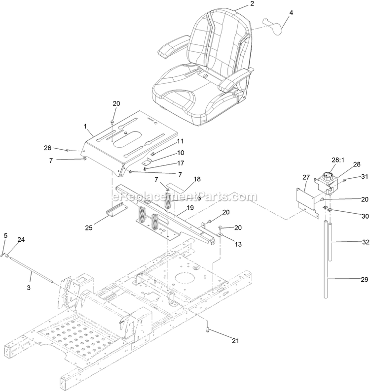 Seat Assembly (1) Diagram and Parts List for (315000000-315999999)(2015) Exmark Lawn Mower