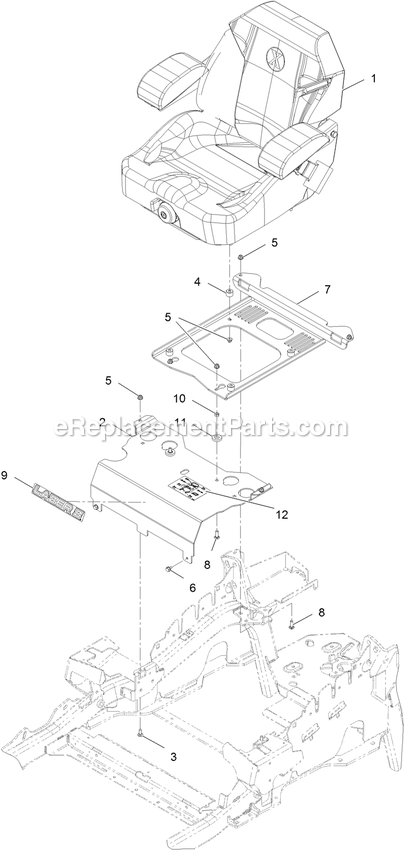 Seat Assembly Diagram and Parts List for (316000000-399999999)(2016) Exmark Lawn Mower