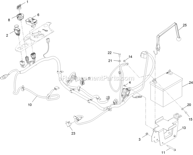 Electrical Assembly Diagram and Parts List for (406294345-408644345)(2020) Exmark Lawn Mower