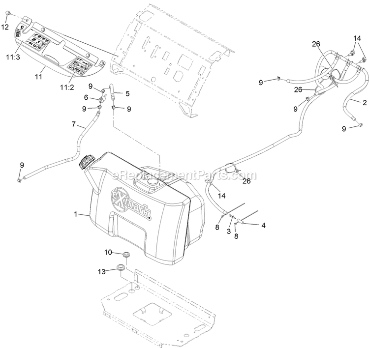 Fuel Assembly Diagram and Parts List for (314000000-314999999)(2014) Exmark Lawn Mower