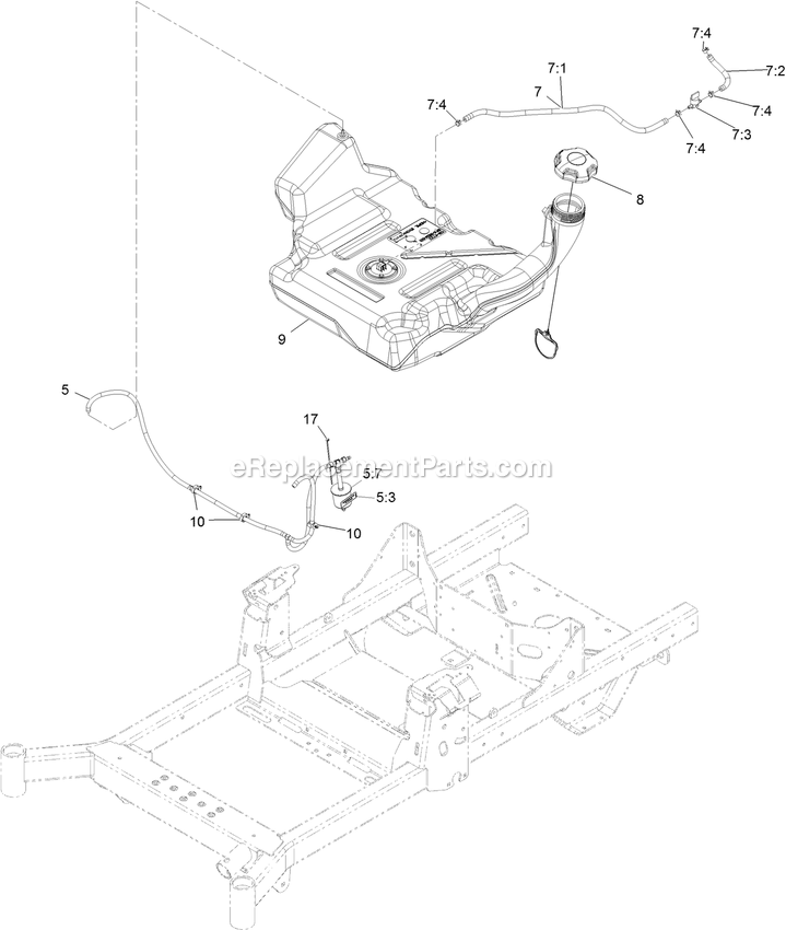 Fuel Assembly Diagram and Parts List for (406294345-408644345)(2020) Exmark Lawn Mower