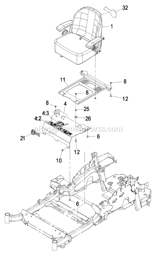 Seat Group Diagram and Parts List for (850000-919999)(2010) Exmark Lawn Mower