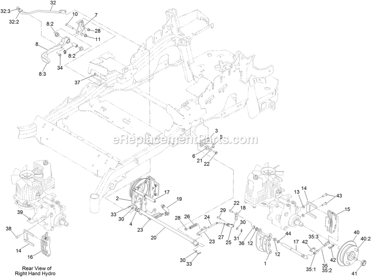 Park Brake Assembly Diagram and Parts List for (404314159-406294344)(2019) Exmark Lawn Mower