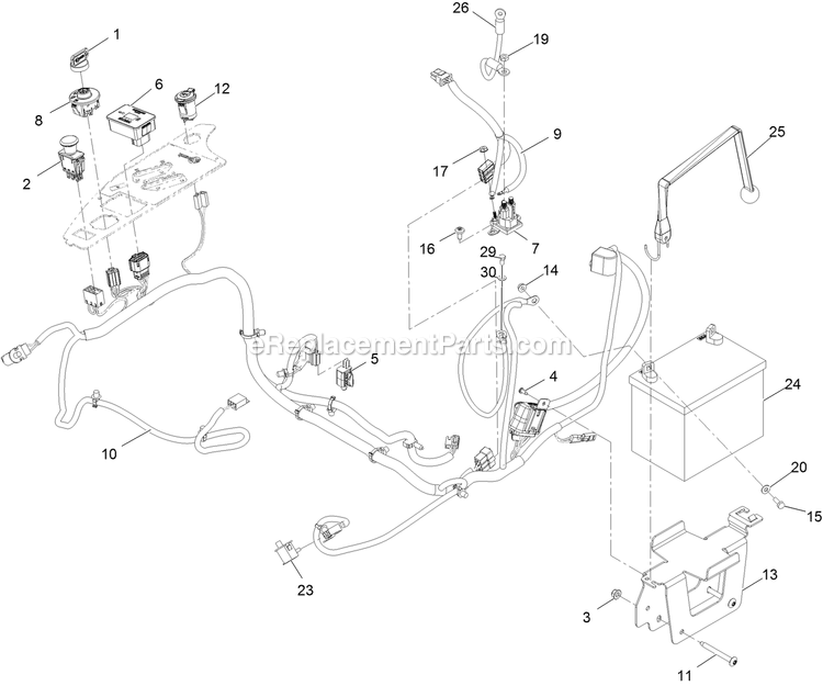 Electrical Assembly Diagram and Parts List for (402082300-404314158)(2018) Exmark Lawn Mower