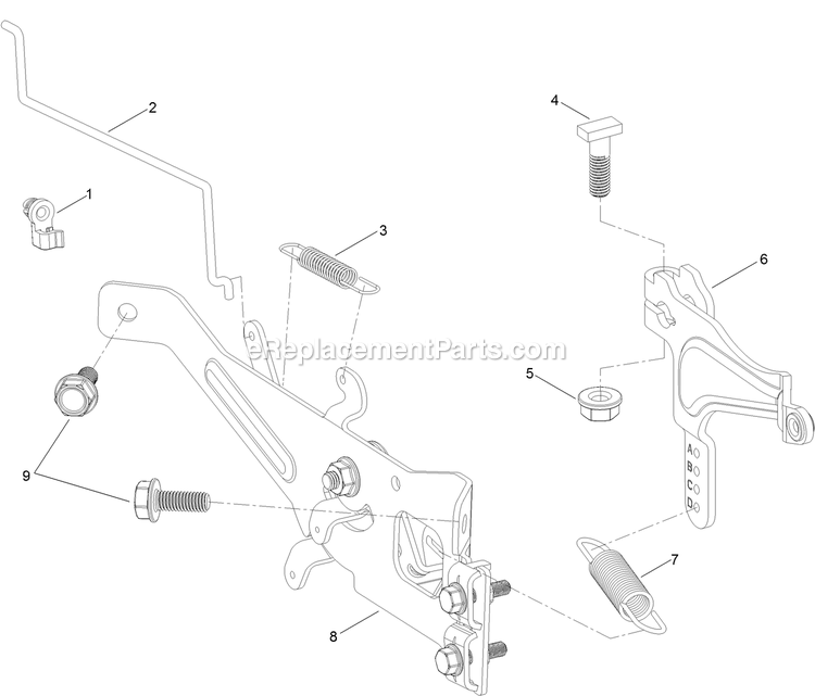 Governor Control Assembly Diagram and Parts List for (402082300-404314158)(2018) Exmark Lawn Mower