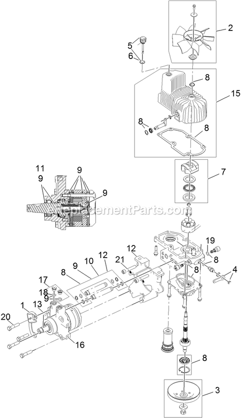 Lh Hydro Assembly Diagram and Parts List for (312000000-312999999)(2012) Exmark Lawn Mower