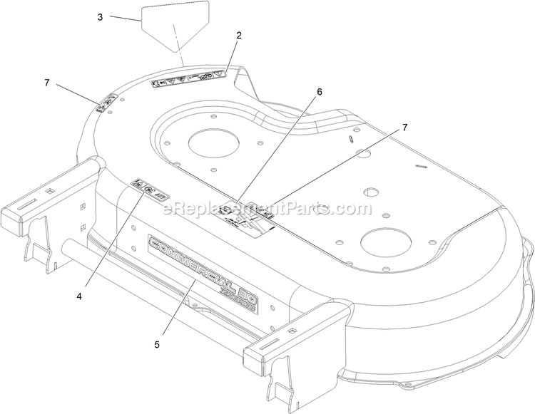 Deck With Decals Assembly Diagram and Parts List for (408644346-411294211)(2021) Exmark Lawn Mower