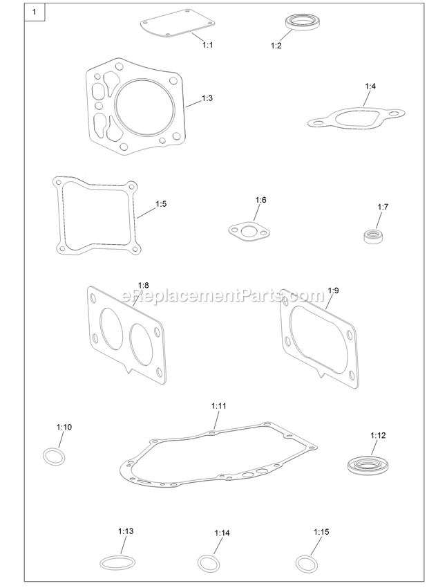Gasket And Seal Kit Engine Assembly Diagram and Parts List for (316000000-399999999)(2016) Exmark Lawn Mower