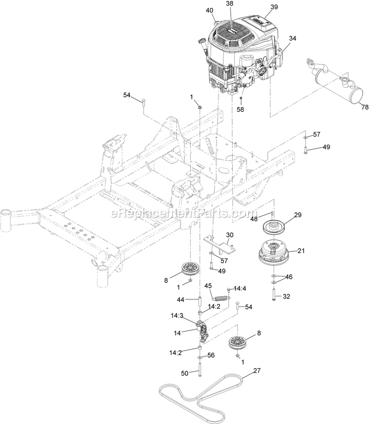 Engine Assembly Diagram and Parts List for (408644346-411294211)(2021) Exmark Lawn Mower