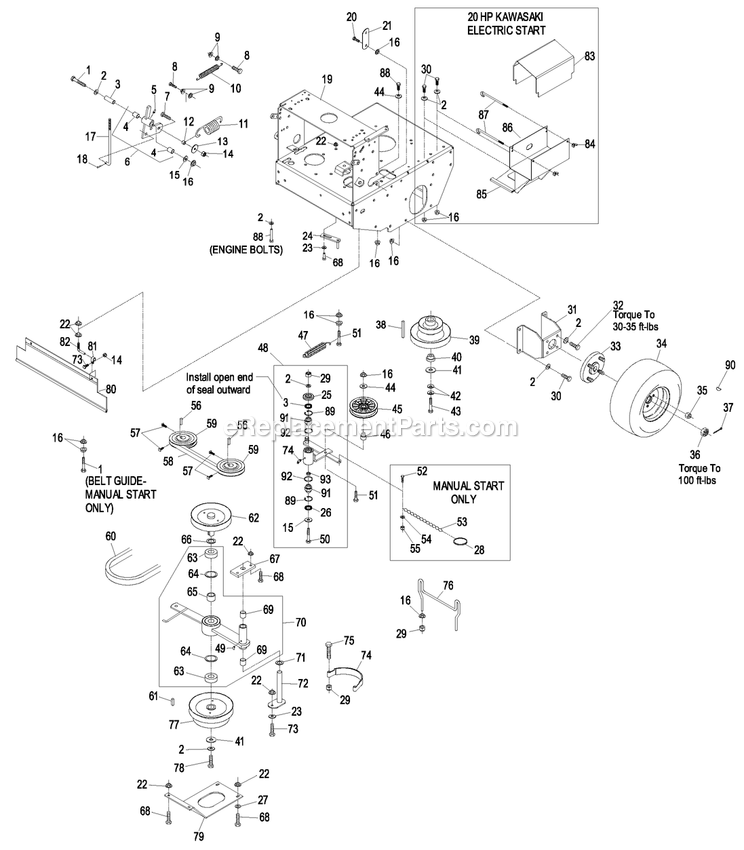 Engine Deck Group (1) Diagram and Parts List for (850000-919999)(2010) Exmark Lawn Mower