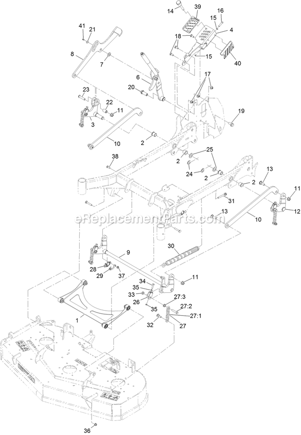Deck Lift Assembly Diagram and Parts List for (406294345-408644345)(2020) Exmark Lawn Mower