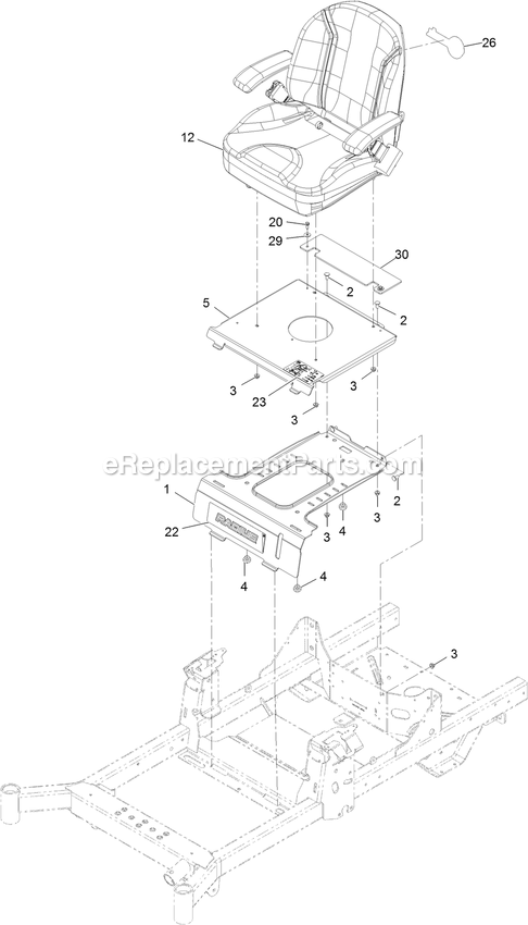 Seat Assembly (1) Diagram and Parts List for (400000000-402082299)(2017) Exmark Lawn Mower