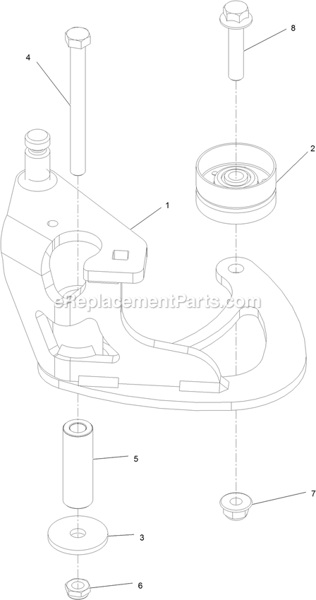 Idler Arm Assembly Diagram and Parts List for (406294345-408644345)(2020) Exmark Lawn Mower