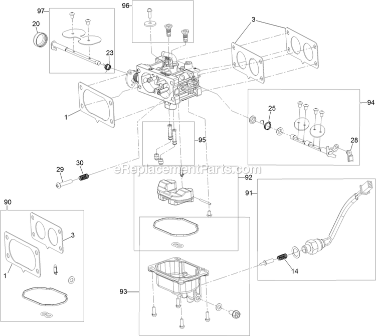 Carburetor Assembly Diagram and Parts List for (402082300-404314158)(2018) Exmark Lawn Mower