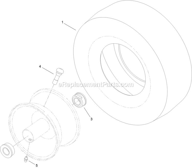 13 Inch Wheel And Tire Assembly Diagram and Parts List for (312000000-312999999)(2012) Exmark Lawn Mower