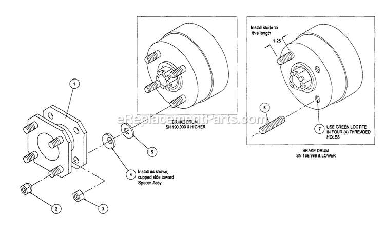 Wheel Extension Kit Diagram and Parts List for (190000-219999)(1999) Exmark Lawn Mower