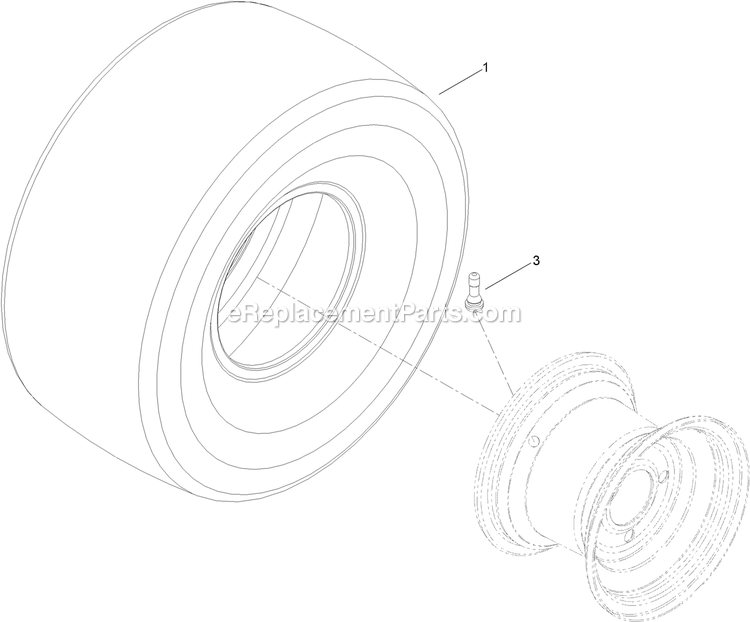 2 Ply Wheel And Tire Assembly Diagram and Parts List for (316000000-399999999)(2016) Exmark Lawn Mower