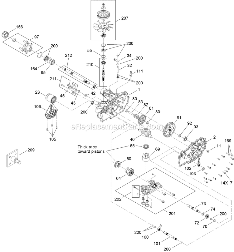 Left Hand Hydro Transaxle Assembly Diagram and Parts List for (313000000-313999999)(2013) Exmark Lawn Mower