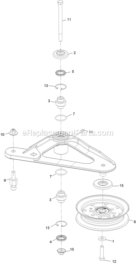 Idler Assembly Diagram and Parts List for (408644346-411294211)(2021) Exmark Lawn Mower