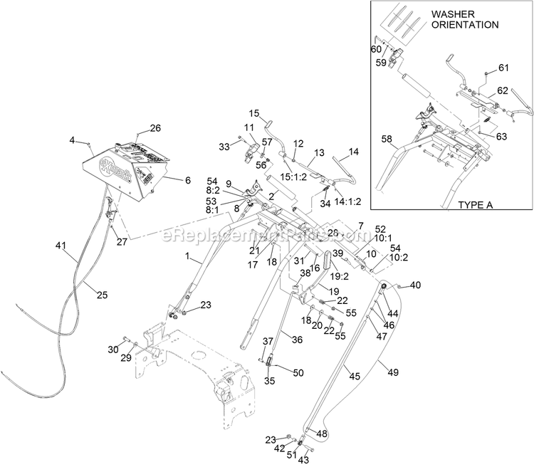 Handle Assembly Diagram and Parts List for (315000000-315999999)(2015) Exmark Lawn Mower