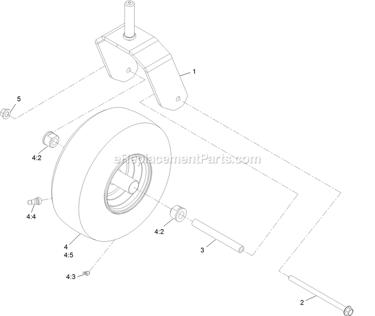 Caster Wheel Assembly Diagram and Parts List for (406294345-408644345)(2020) Exmark Lawn Mower